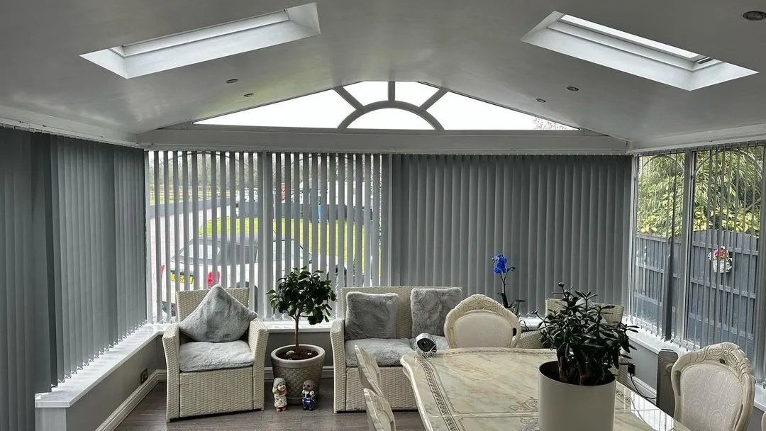 Vertical blinds in conservatory