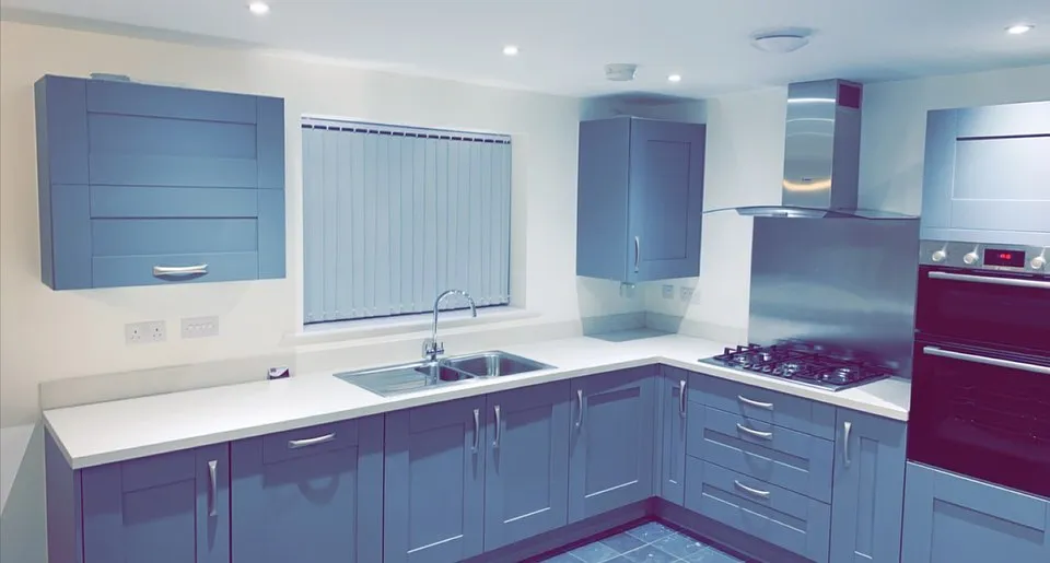Vertical blinds in kitchen