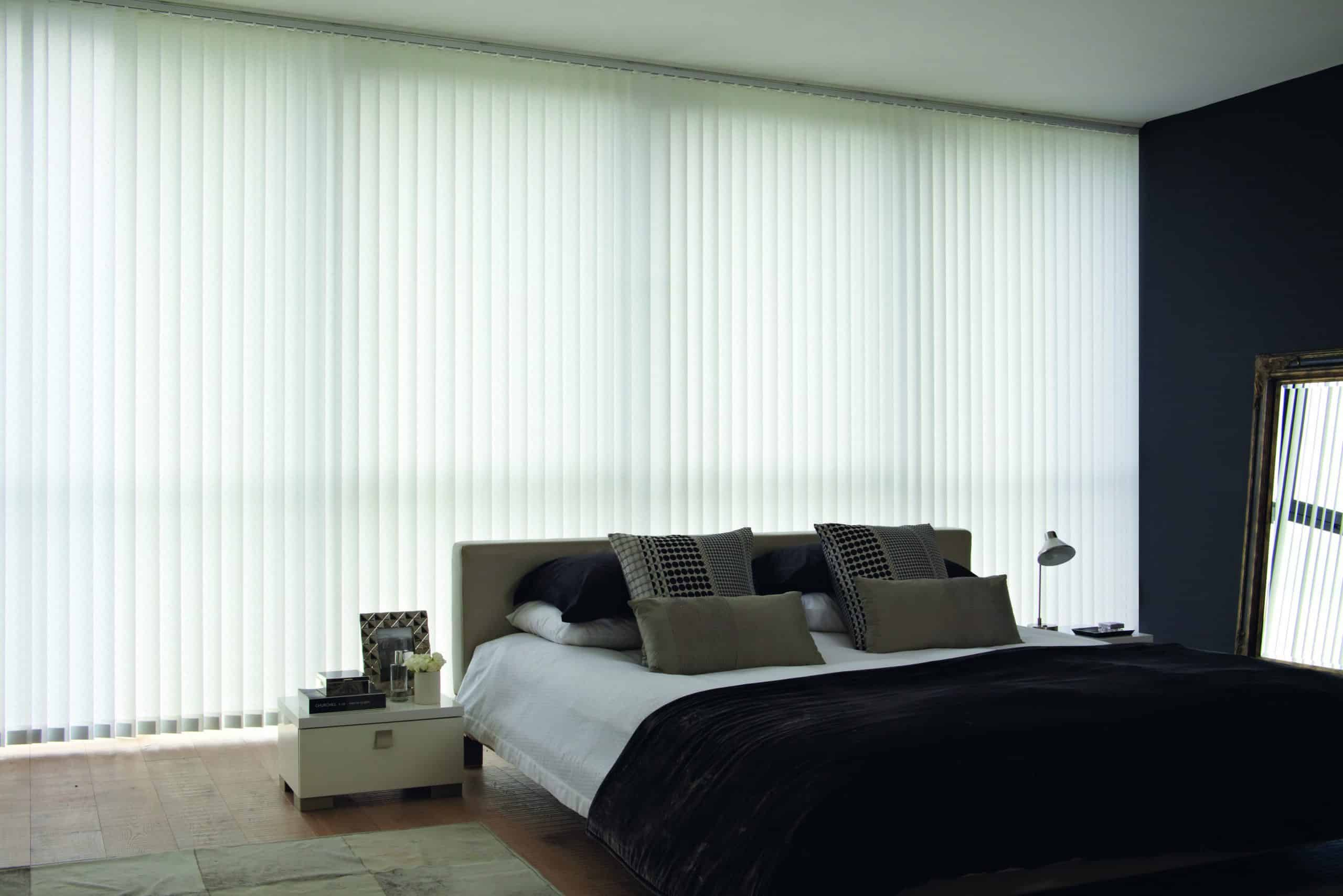 Vertical blinds in bedroom window